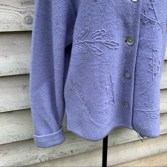 Vintage 90s Pastel Purple Boiled Wool Long Sleeve Button Down Cardigan Sweater - Picture 9 of 16
